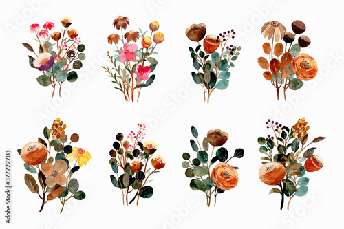 Watercolor floral bouquet collection
