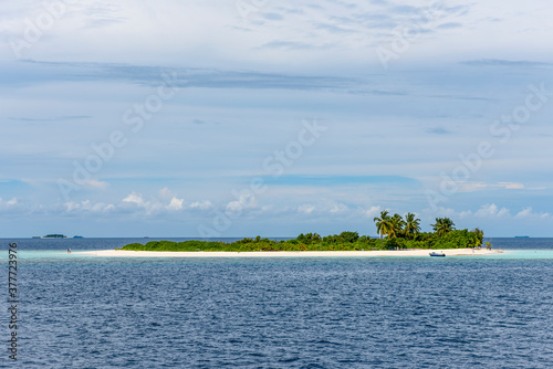 A view of a small Maldives island in the Indian ocean