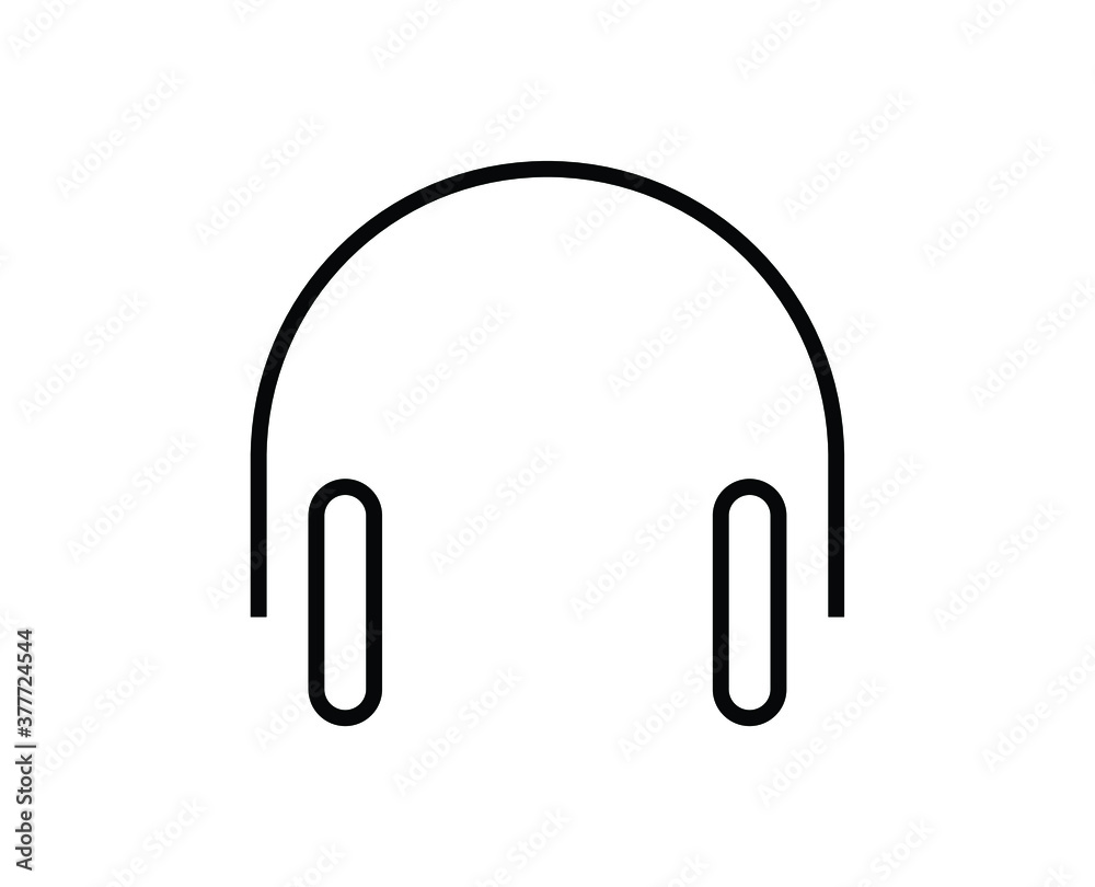 Line Headphones icon isolated on white background. Outline symbol for website design, mobile application, ui. Black symbol silhouette isolated. Headphones pictogram. Vector illustration, editorial str Line Headphones icon isolated on white background. Outline symbol for website design, mobile application, ui. Black symbol silhouette isolated. Headphones pictogram. Vector illustration, editorial str