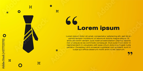 Black Tie icon isolated on yellow background. Necktie and neckcloth symbol. Vector Illustration.