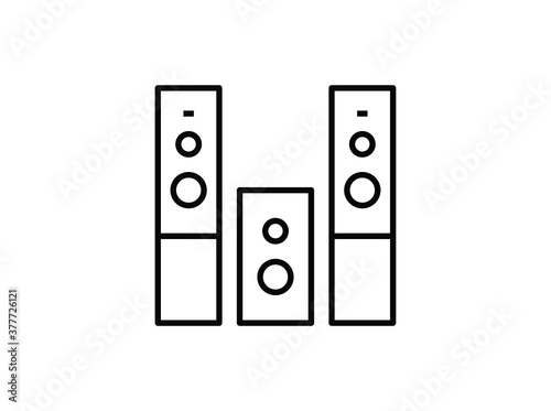 Portable wireless Speaker sound system thin line icon. Vector audio device wireless Speaker system icon. design speaker connected with smartphone to play song.
