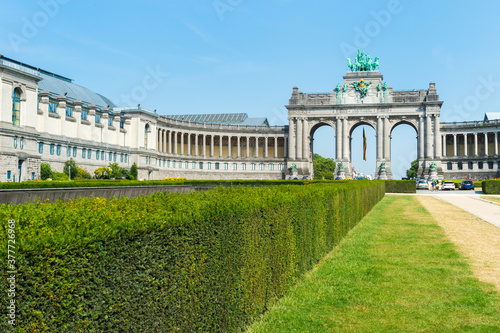 Triple Arch monument in the Cinquantenaire park, Brussels, Brabant, Belgium