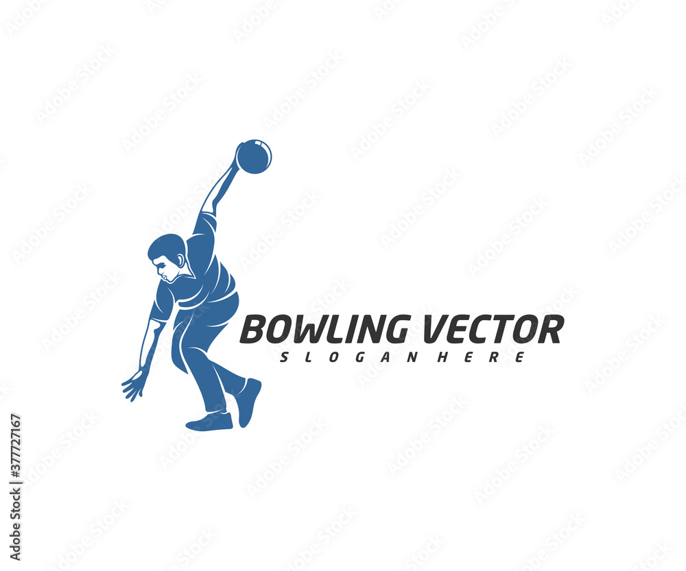 Player Bowling logo template design vector, Illustration, Creative symbol,  Icon Stock Vector | Adobe Stock