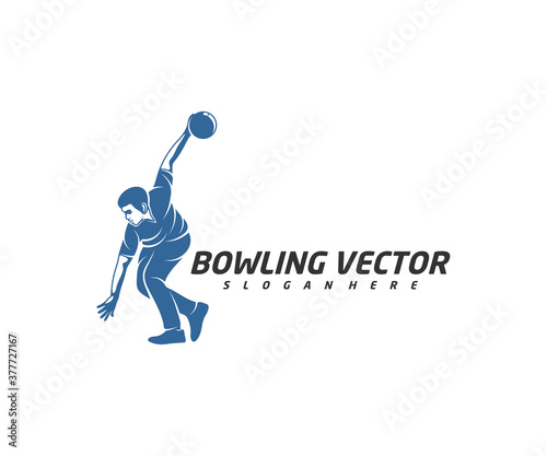Player Bowling logo template design vector, Illustration, Creative symbol, Icon