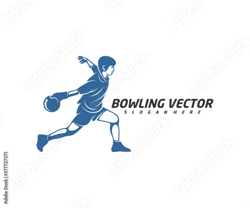 Player Bowling logo template design vector  Illustration  Creative symbol  Icon