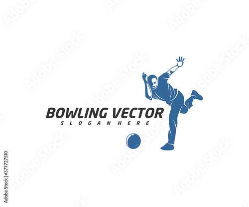 Player Bowling logo template design vector, Illustration, Creative symbol, Icon