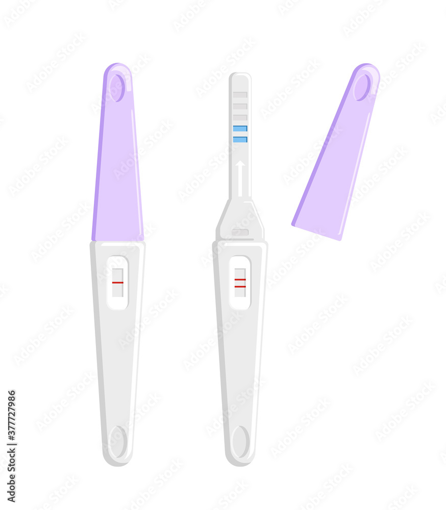 Pregnancy tests with positive and negative results.The cap is removed and  put on.Baby planning and birth controlling concept.Poster for pharmacy or  Obstetrics and Gynecology Clinic.Vector flat style Stock Vector | Adobe  Stock