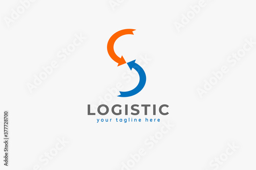 Initial S Logo, letter S from two arrow combination, suitable for logistic company, flat design logo template vector illustration