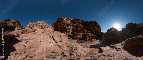 High Resolution 360 Panoramic HDR Images Taken in Petra  Wadi Mousa  and it s most famous historical landmarks  Suitable for AR VR or creating textures for desert environment