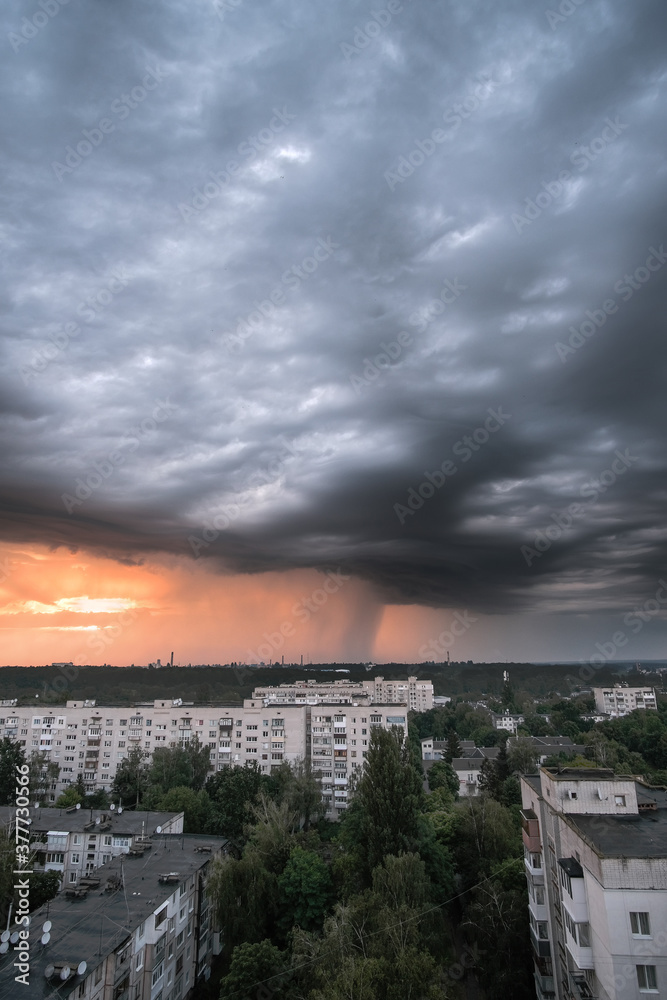 Stormy clouds above the Zhytomyr city, Ukraine.