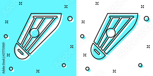 Black line Musical instrument kankles icon isolated on green and white background. Random dynamic shapes. Vector.