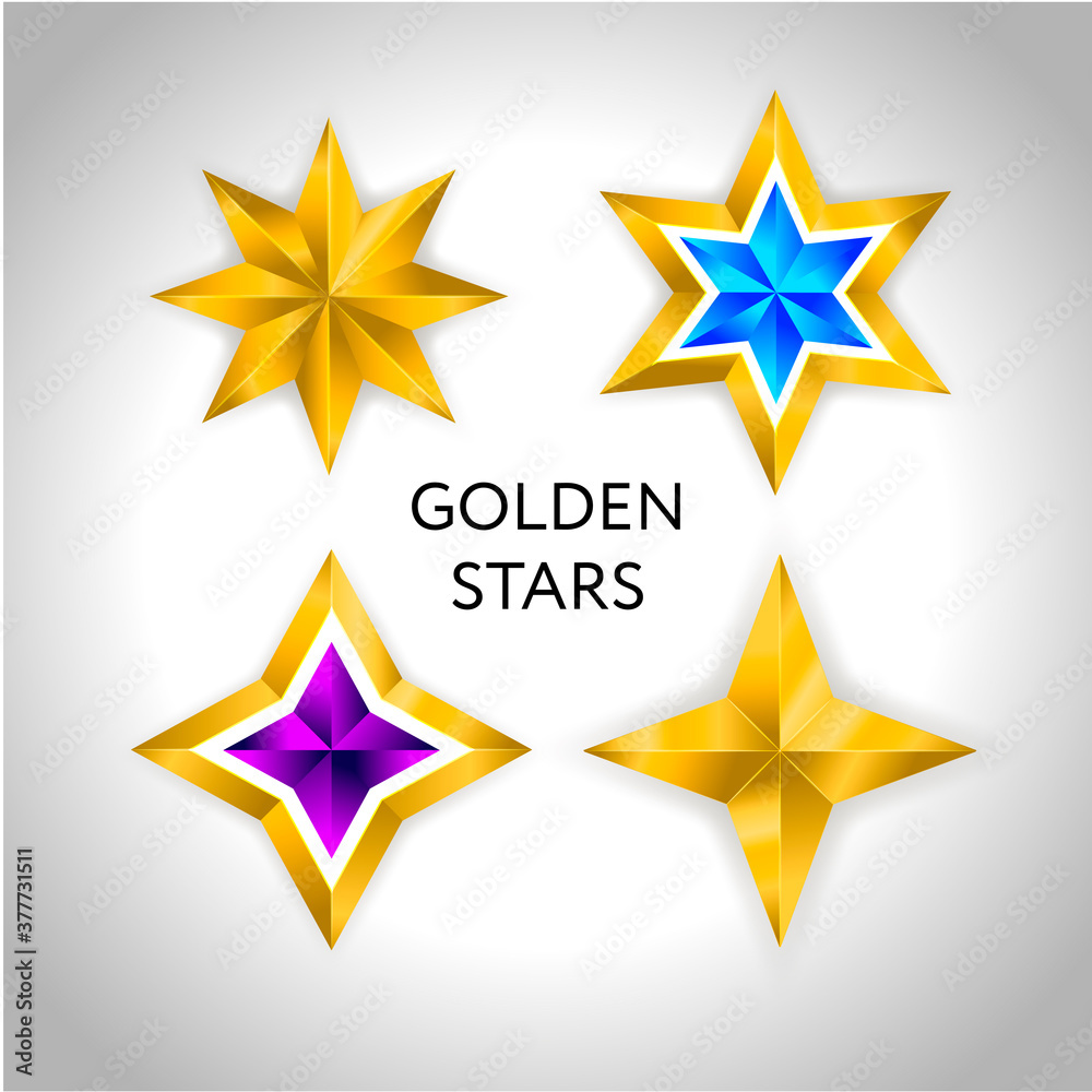 Set of simple gold colorful stars, EPS 10 New year Christmas Set of simple gold colorful stars, EPS 10 New year Christmas