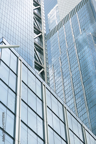 Glass facade of modern office building close-up 