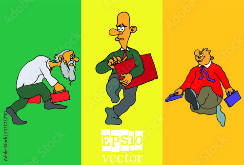 Set of businessman cartoon character, vector illustration