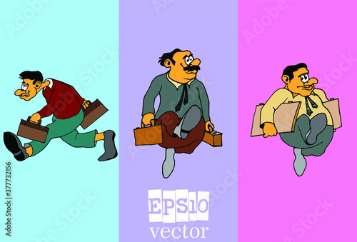 Set of businessman cartoon character, vector illustration