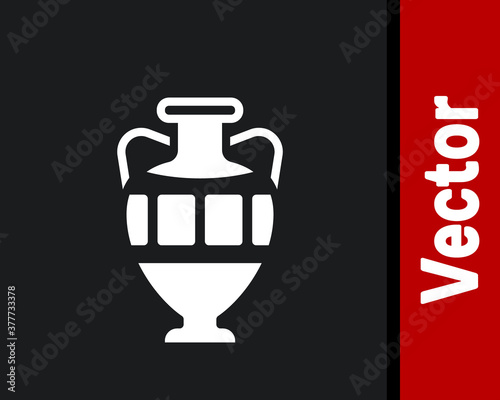 White Ancient amphorae icon isolated on black background. Vector.