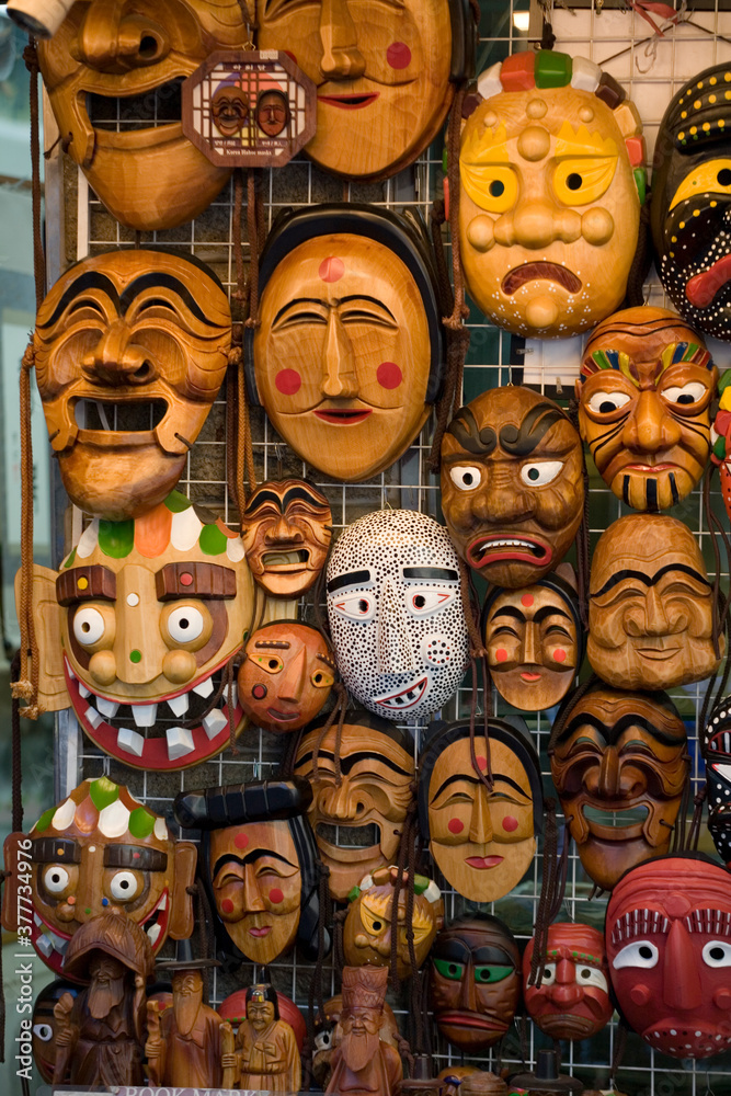 Wooden Masks, Insadong Market, Seoul, South Korea