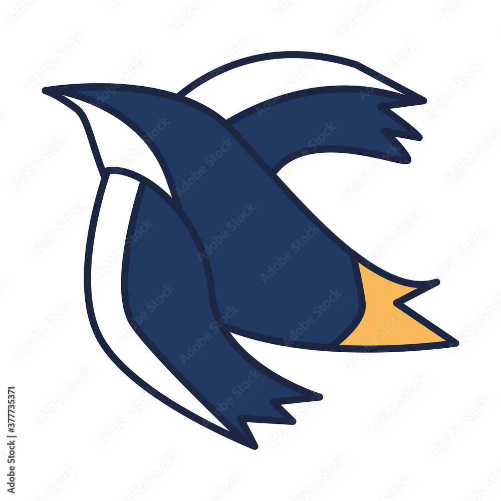 Stylish tattoo art drawing in shape of blue flying bird Stylish tattoo art drawing in shape of blue flying bird