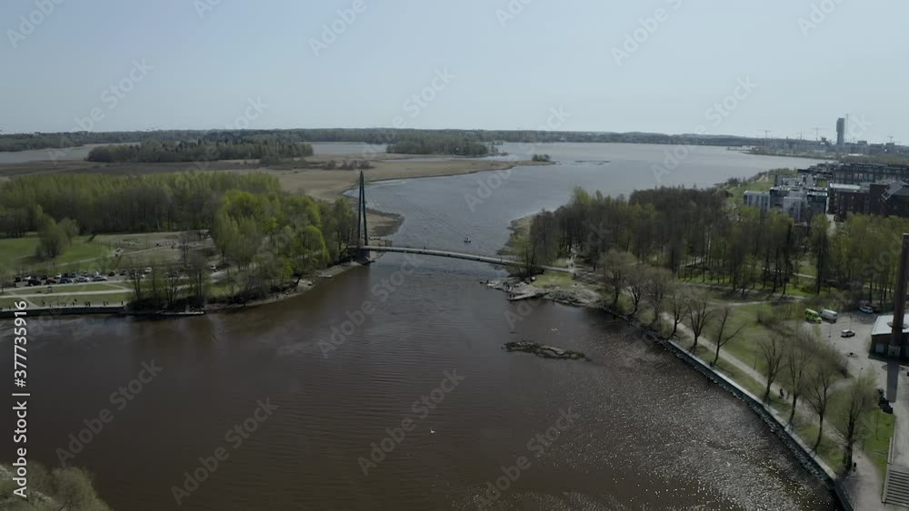 Modern bridge over water in Helsinki. Modern bridge over water in Helsinki.