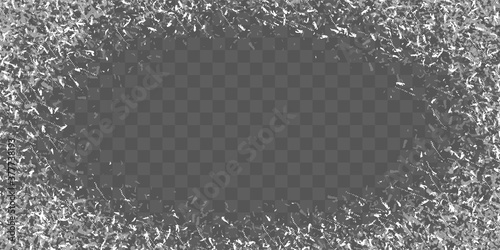 Frozen frame window. Frost glass ice. Vector stock illustration