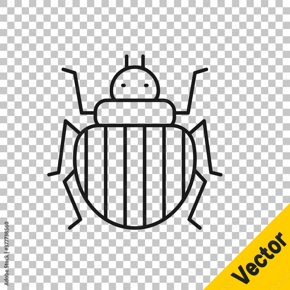 Black line Colorado beetle icon isolated on transparent background. Vector.