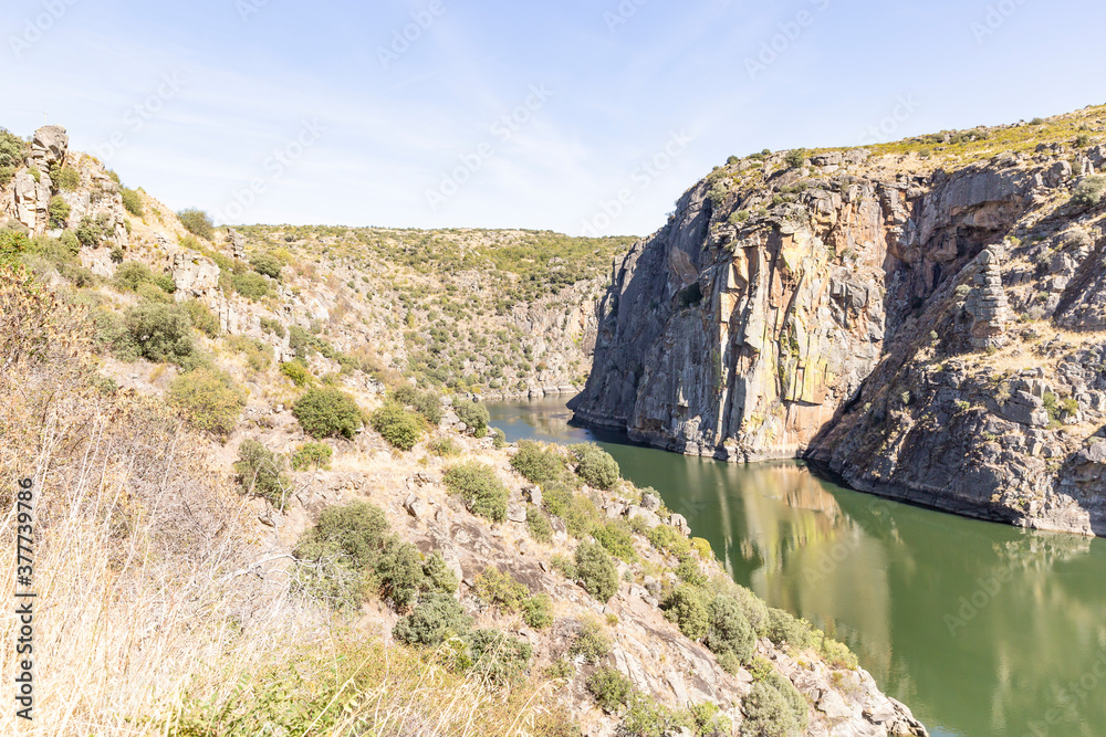 cliffs on the Douro river at Miranda do Douro, district of Braganca, land of Miranda, Portugal