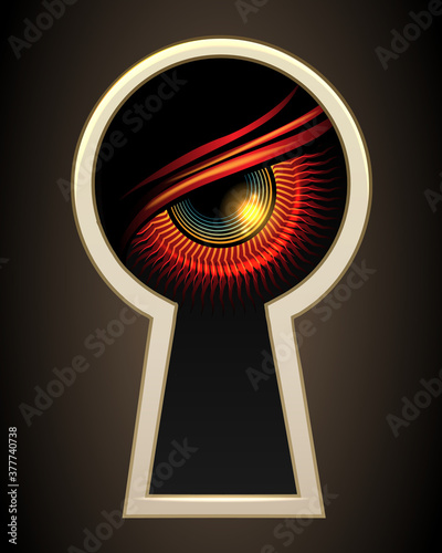 Evil Eye Looking Through a Keyhole