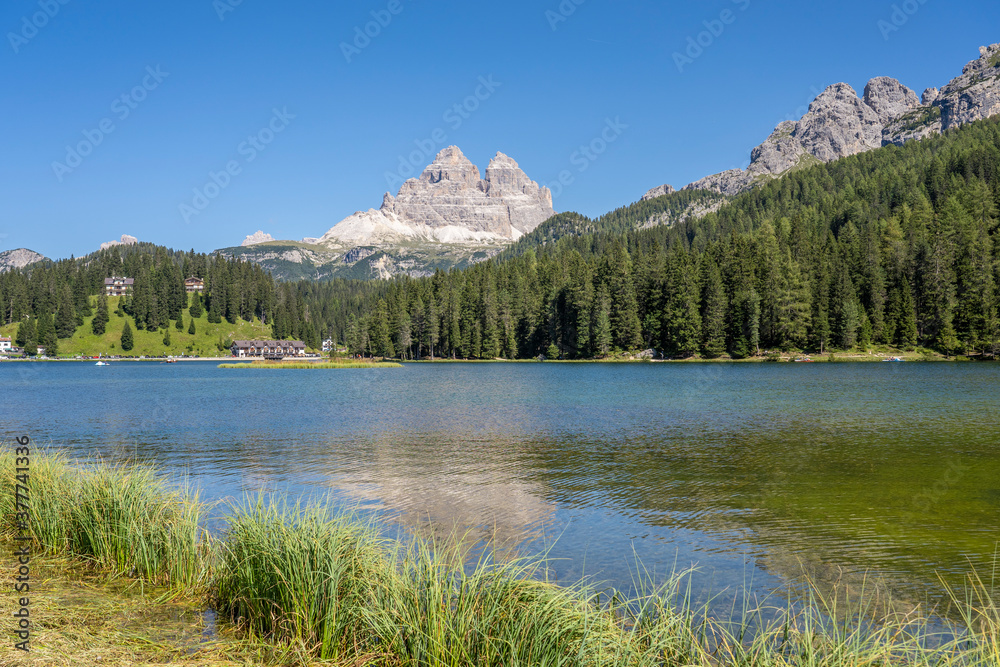 awesome landscape at Misurina lake in the Sexten Dolomites, South Tirol, Italy