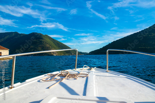 Boat trip on the Bay of Kotor, Adriatic Sea, mountains and beautiful landscapes