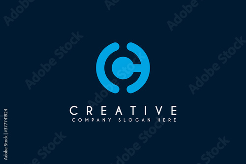 initial letter CC logo design vector inspiration. Usable for business and technology branding logo. Isolated on blue background