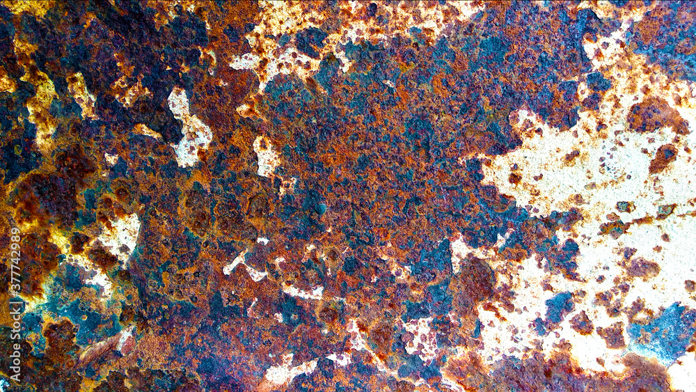 Rust and corrosion of old metal painted with white paint interspersed with turquoise spots .Corrosion of metals.Metal rust.Corrosive rust on old iron.Use as an illustration for your presentation. Rust and corrosion of old metal painted with white paint interspersed with turquoise spots .Corrosion of metals.Metal rust.Corrosive rust on old iron.Use as an illustration for your presentation.