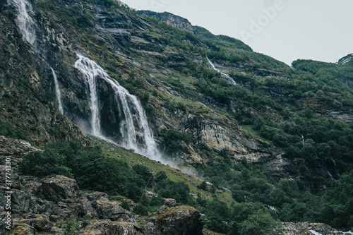 waterfall on the norwegian mountain