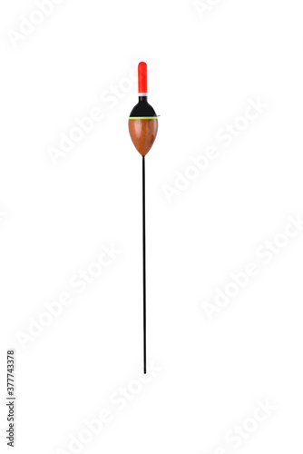 brown long drop-shaped float with a red fishing antenna with fishing rod, fishing accessories fishing accessories white background