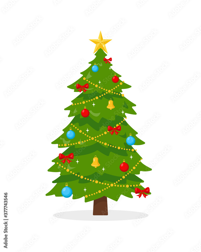 Decorated Christmas tree on white background. Decorated Christmas tree on white background.