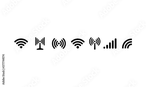 Wi-fi, wireless connection, antenna signal strength icon. Vector on isolated white background. EPS 10