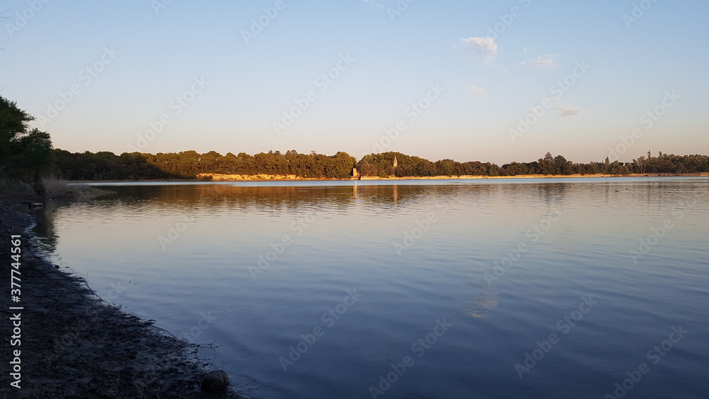 Sunset on the pond of the Bonde, in the south of France Sunset on the pond of the Bonde, in the south of France