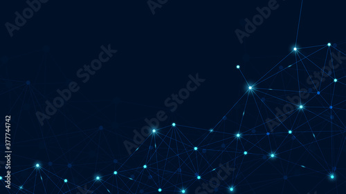 Abstract plexus technology futuristic network with blue background wallpaper. Vector illustration