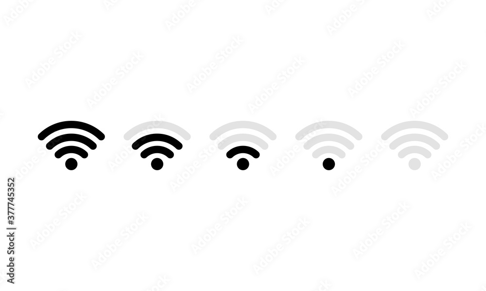 Wifi icon set. Mobile signal strength indicator template of Wifi. Vector on isolated white background. EPS 10 Wifi icon set. Mobile signal strength indicator template of Wifi. Vector on isolated white background. EPS 10