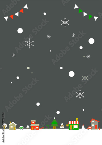 ヨーロッパ風お洒落なクリスマスの街並みフレーム