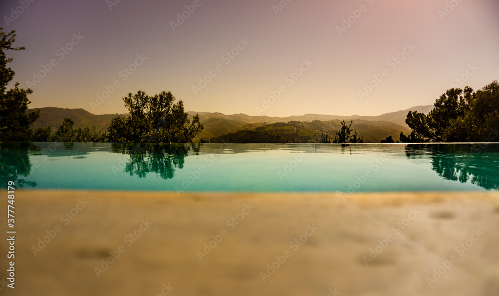 Pool view on nature background.