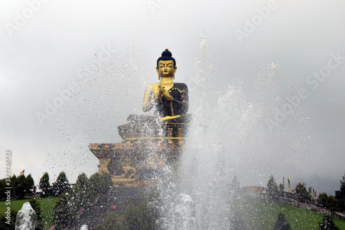 Buddha Park of Ravangla. Beautiful huge statue of Lord Buddha, at Rabangla, Sikkim, India. Gautam Buddha statue in the Buddha Park of Ravangla in South Sikkim. Frame within a frame concept.