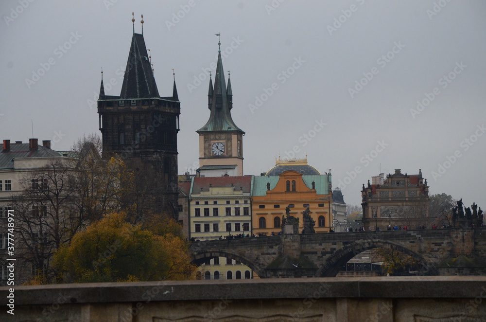 Fototapeta premium city castle and charles bridge