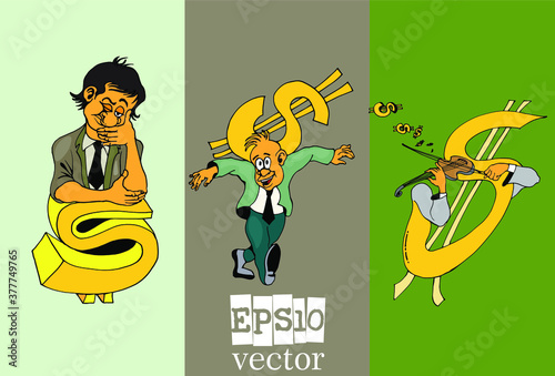 Businessman cartoon character working collection, vector