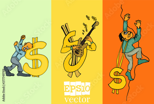 Businessman cartoon character working collection, vector