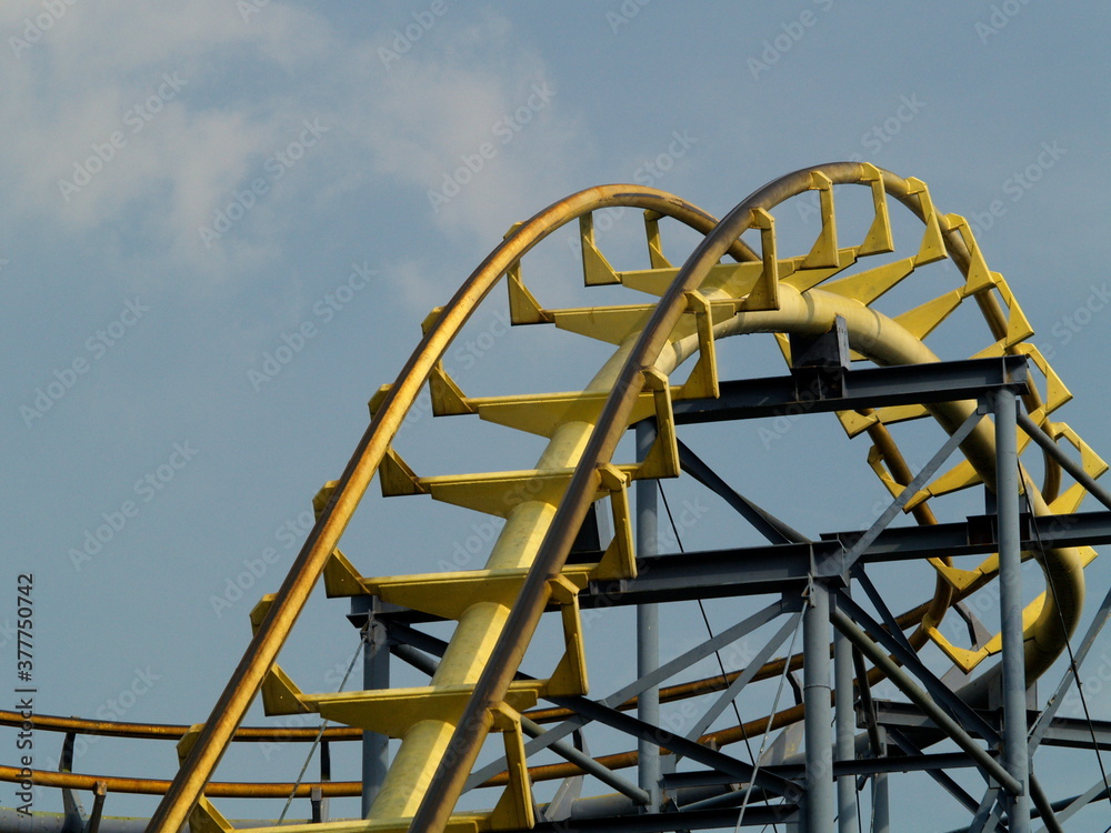 Empty Rollercoaster in an amusement park Due to the Coronavirus outbreak, Indonesia