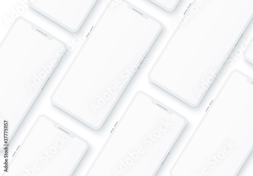 Vector 3d frameless smartphone mock up pattern