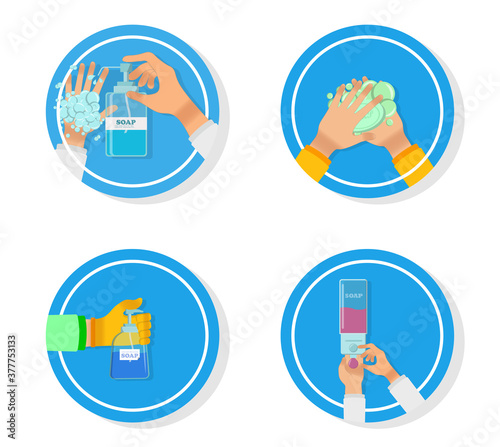 Medical instruction stages proper care of hands washing, preventive maintenance of bacteria, healthcare. Hand wash. Hand sanitizer. Alcohol-based hand rub. Rubbing alcohol.