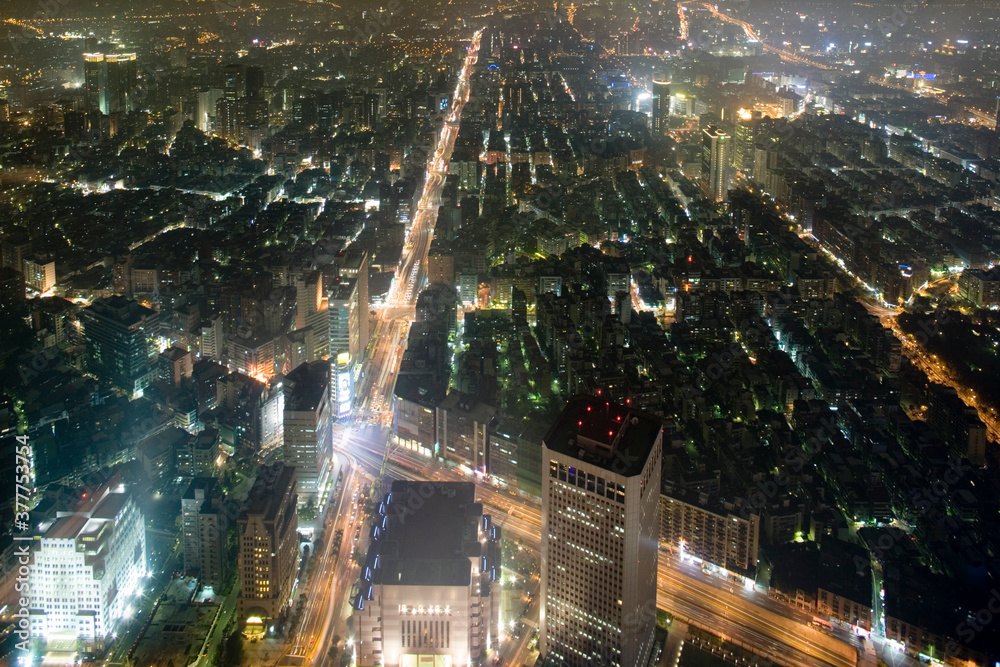 Obraz premium City Skyline at Night, Taipei, Taiwan