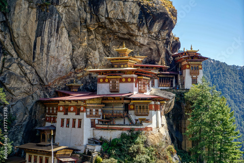 Bhutan, Paro, Taktshang the most known Monastery in Bhutan. The Tiger Nest. photo