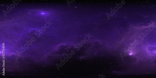 Fototapeta Naklejka Na Ścianę i Meble -  360 degree space background with nebula and stars, equirectangular projection, environment map. HDRI spherical panorama.